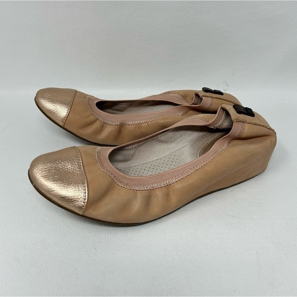 RUDSAK-Canadian Luxury Brand Tan/Peach Metallic Leather Ballet Style Flats Sz 38 - Picture 1 of 14